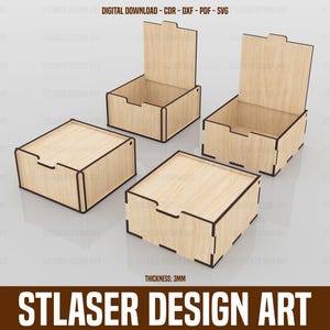 2 Different Box, Laser Cut Wooden Box With Lid, Vector Files For Wood Laser Cutting