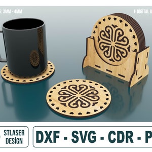 Pliki Svg wycinane laserowo w pudełku Coaster, pliki wektorowe do cięcia laserowego drewna