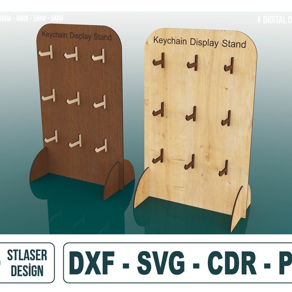 Laser Cut Keychain Display Stand Svg Files, Vector Files For Wood Laser Cutting