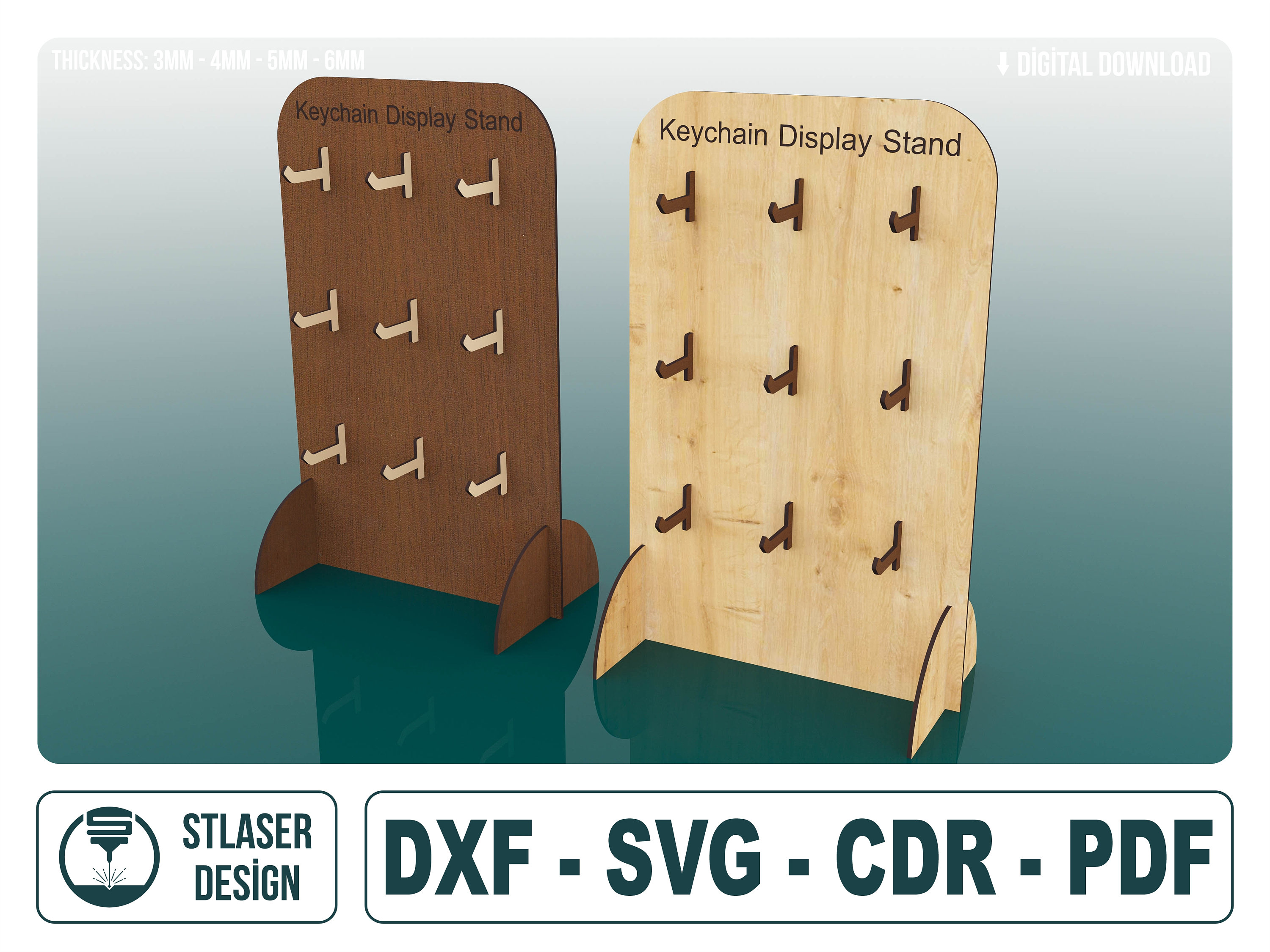 Laser Cut Keychain Display Stand Svg Files, Vector Files for Wood Laser  Cutting 