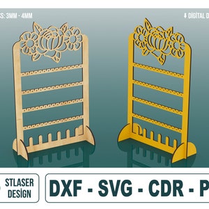 Lasergesneden oorbelstandaard Svg-bestanden, oorbelhouderbestanden, vectorbestanden voor hout lasersnijden