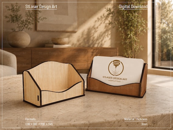 Laser Cut Business Card Holder Svg File, Vector Files For Wood Laser Cutting
