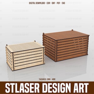 2 Size Laser Cut With Lid Pallet Box Svg Files, Vector Files For Wood Laser Cutting