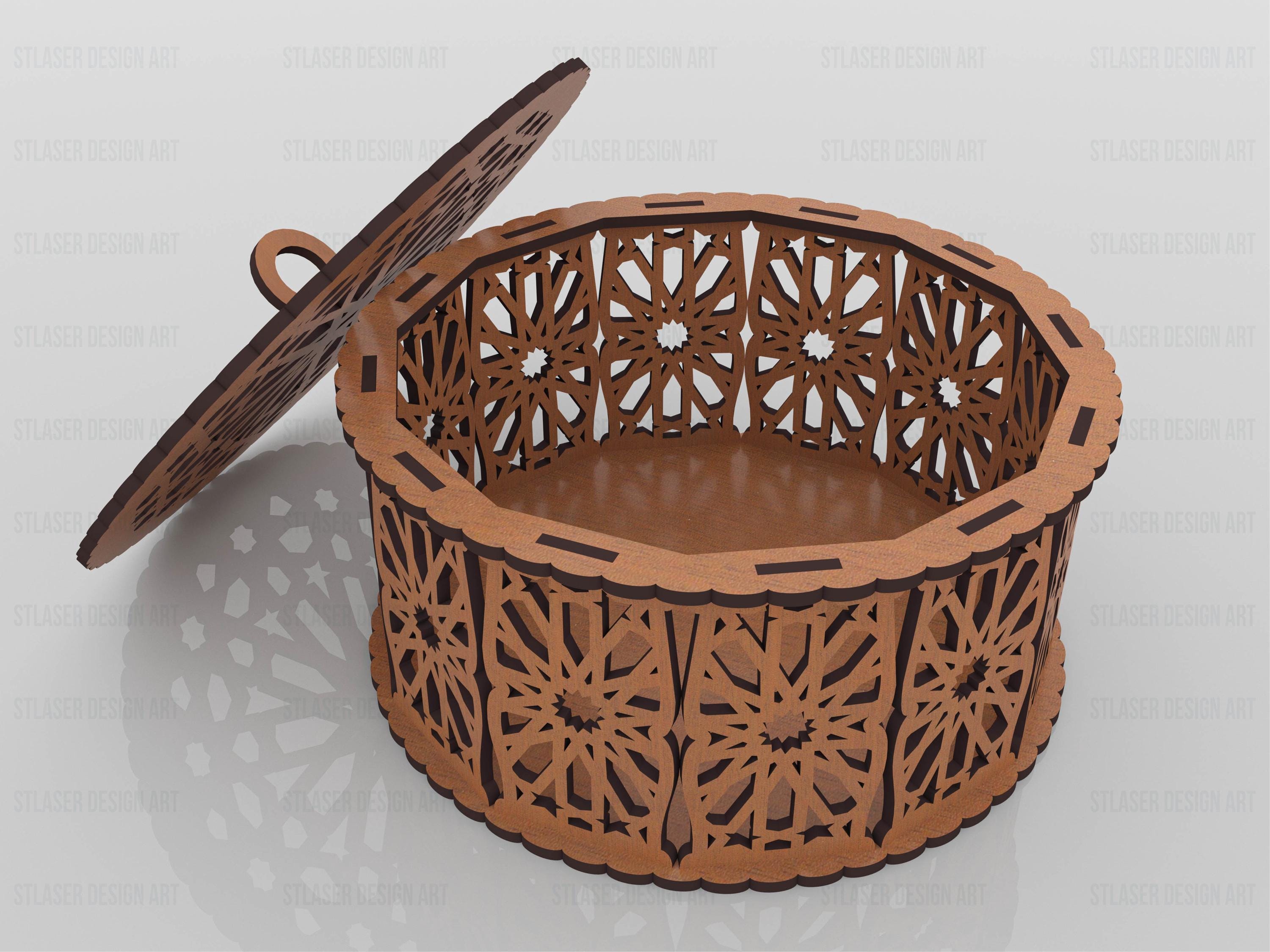 Decorative Round Gift Box Laser Cut Svg Files, Laser Cut Wooden Box ...