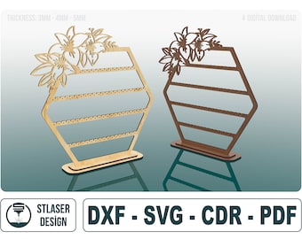 Laser Cut Earring Stand Svg Files, Earring Holder Files, Vector Files For Wood Laser Cutting