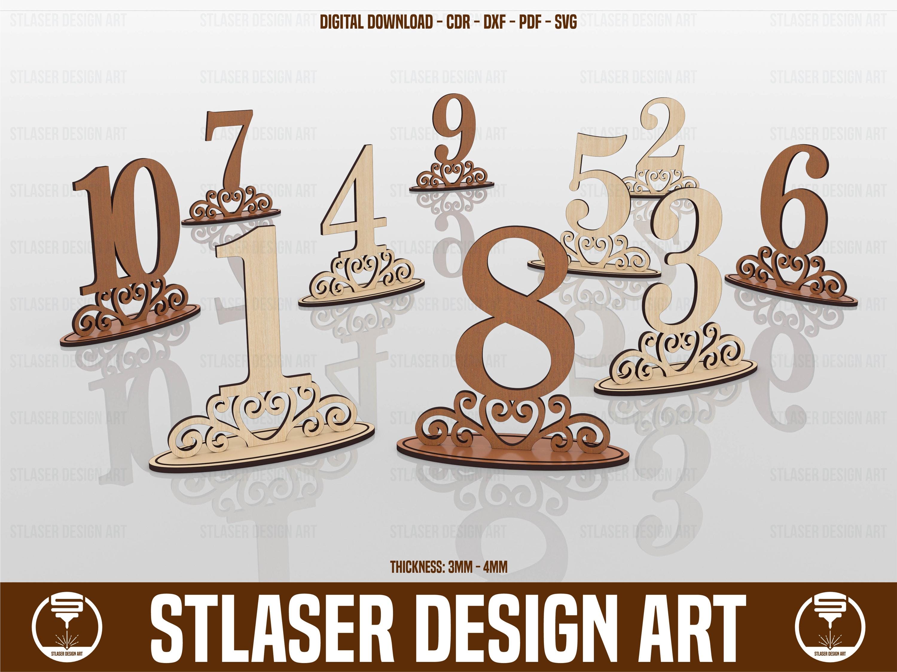 Staples Numbers For Files Table Numbers Laser Cut Svg Files (1-10), Wedding Table Numbers Files ...
