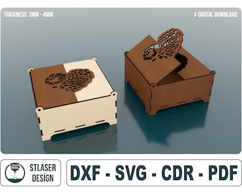 Laser Cut Decorative Box With Lid Svg Files, Vector Files For Wood Laser Cutting