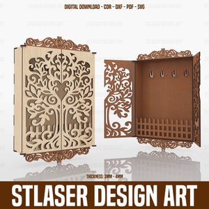 Laser Cut Key Cabinet Svg Files, Key Holder Files, Vector Files For Wood Laser Cutting