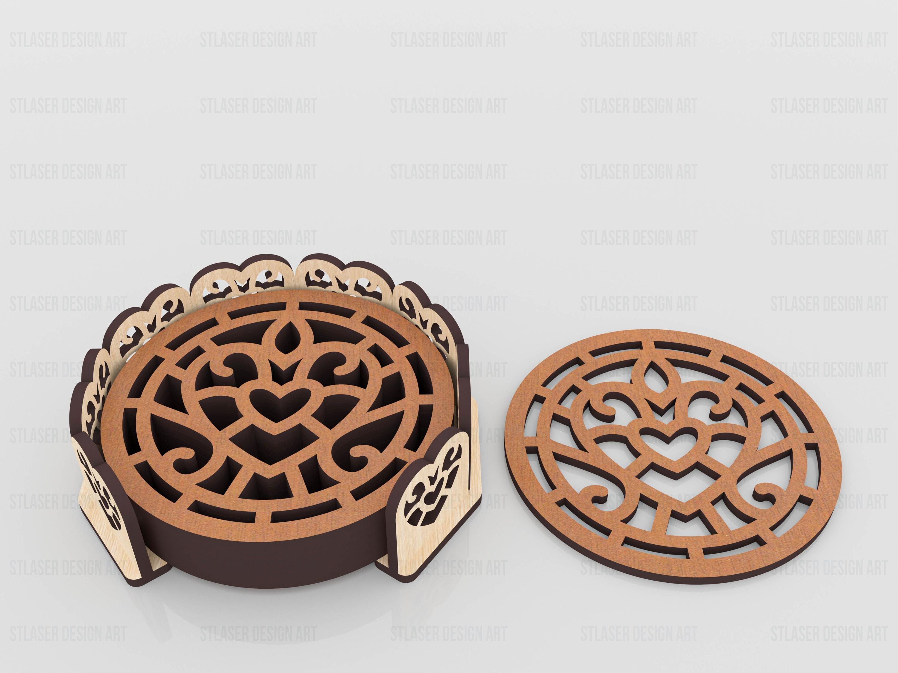 Boxed Coaster Laser Cut Svg Files, Vector Files for Wood Laser Cutting ...