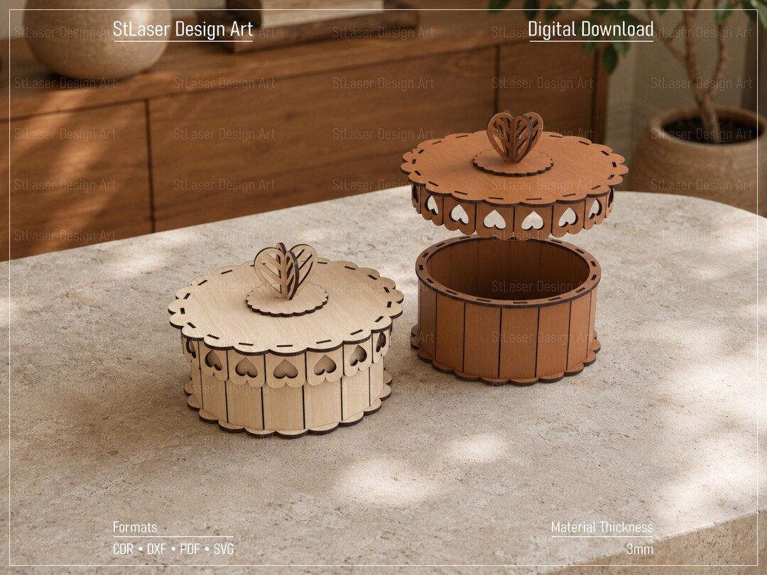 Decorative Round Gift Box Laser Cut Svg Files, Vector Files for Wood ...
