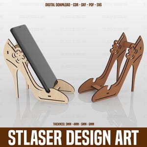 Laser Cut Shoe Phone Stand, Phone Holder Svg Files, Vector Files For Wood Laser Cutting
