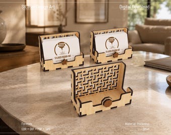 Archivos vectoriales para corte láser de tarjeteros de visita, archivos vectoriales para corte láser de madera.