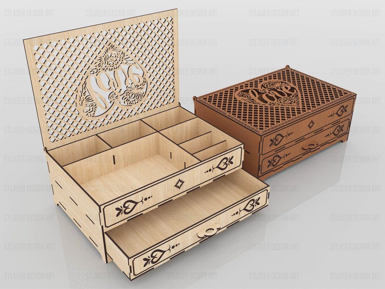 Laser Cut Chest of Drawers Jewelry Box Svg Files, Jewelry Box Vector ...