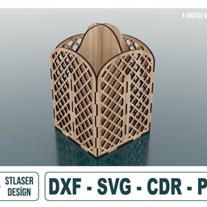 Porta-lápis cortado a laser Arquivos Svg, Arquivos vetoriais para corte a laser de madeira