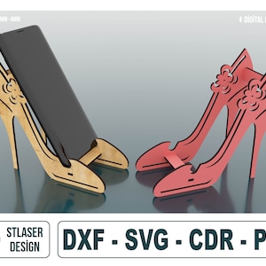 Suporte para sapatos cortado a laser, arquivos SVG para suporte de telefone, arquivos vetoriais para corte a laser de madeira