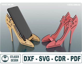 Laser Cut Shoe Phone Stand, Phone Holder Svg Files, Vector Files For Wood Laser Cutting