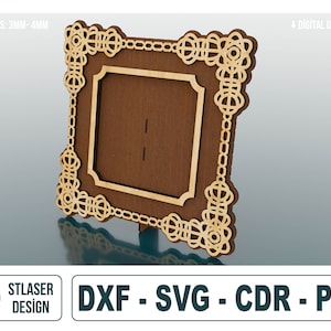 Archivos SVG cortados con láser de marco de fotos decorativos, archivos vectoriales para corte por láser de madera
