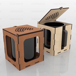 Archivos SVG de caja de taza cortados con láser, archivos de caja de taza de madera cortados con láser, archivos vectoriales para corte láser de madera imagen 3