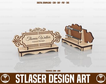 Laser Cut Desk Nameplates Svg Files, Vector Files For Wood Laser Cutting