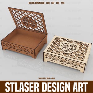 Lasergesneden doos met hart Svg-bestanden, sieraden en geschenkdoos Vectorbestanden voor lasersnijden