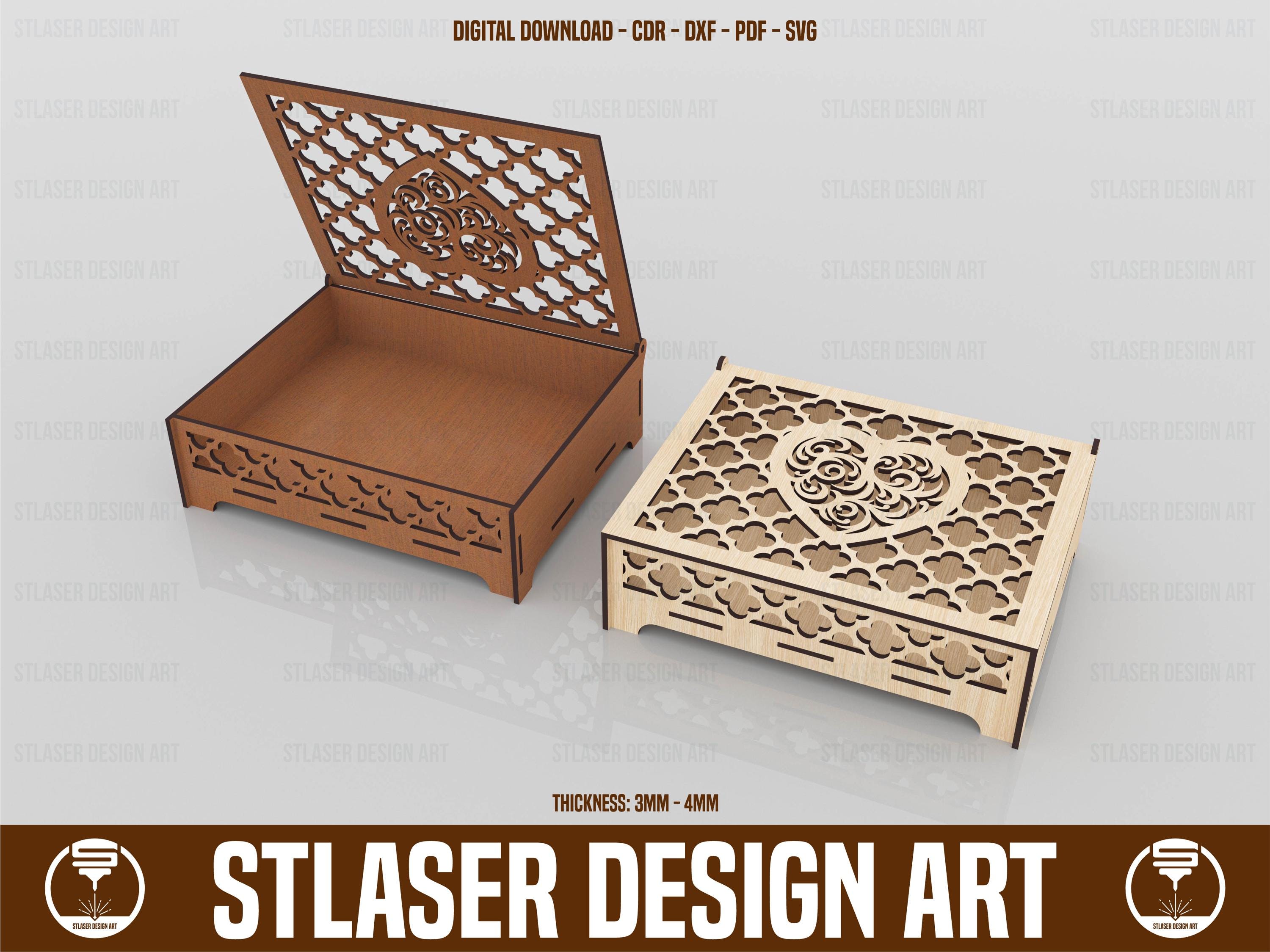 Laser Cut Box With Heart Svg Files, Jewelry and Gift Box Vector Files For Laser Cutting