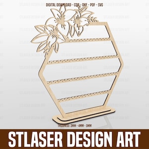 Laser Cut Earring Stand Svg Files, Earring Holder Files, Vector Files For Wood Laser Cutting