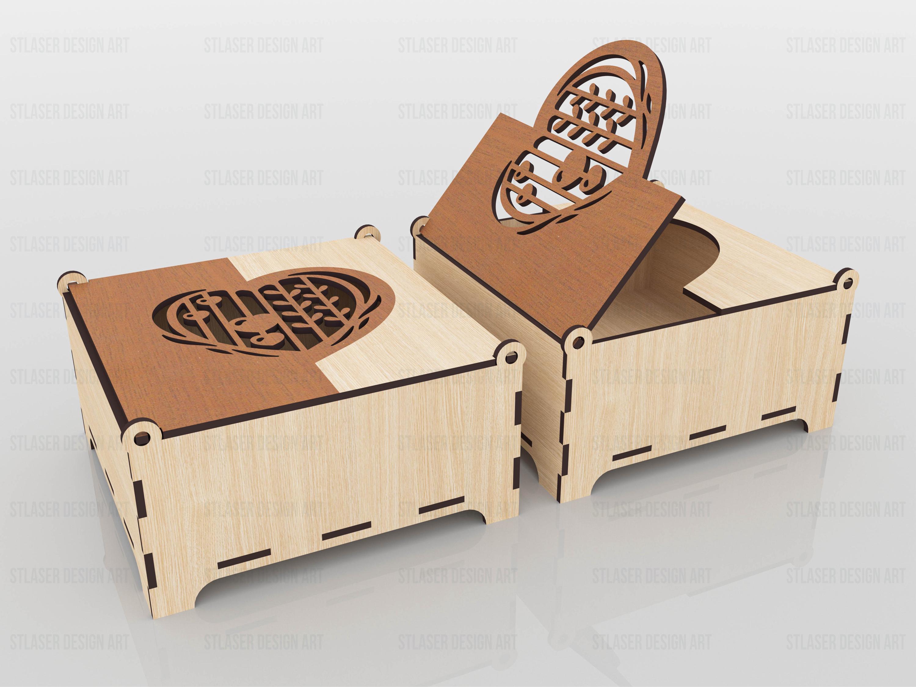 Laser Cut Decorative Box With Lid Svg Files, Vector Files for Wood ...