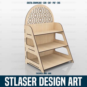 Displaystandaard lasergesneden svg-bestanden, displaystandaardbestanden met 3 planken, vectorbestanden voor hout lasersnijden