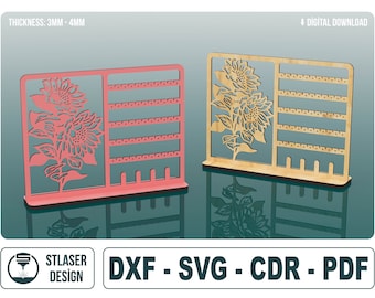 Earring Stand Laser Cut Svg Files, Earring Holder Files, Vector Files For Wood Laser Cutting