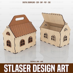 File SVG di scatole portaoggetti con coperchio tagliate al laser, file vettoriali per il taglio laser del legno