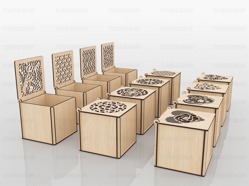 12 Different Pattern Decorative Gift Box Laser Cut Svg Files, Jewelry ...
