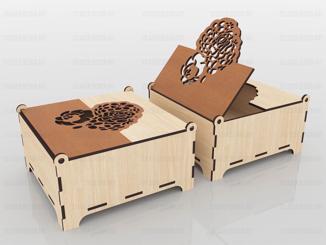 Laser Cut Decorative Box With Lid Svg Files, Vector Files for Wood ...