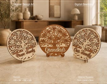 Family Tree Laser Cut Svg Files, Vector Files For Wood Laser Cutting