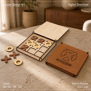 Laser geschnitten Tic Tac Toe Holzspiel SVG-Dateien, Vektordateien für Holz Laserschneiden