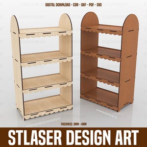 Display Stand Laser Cut Svg Files , 4 Shelf Display Stand Files, Vector Files For Wood Laser Cutting