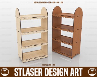 Vector File Display Stand Display Stand Laser Cut Svg Files , 3 Shelf Display Stand Files, Vector ...
