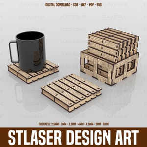 Boxed Pallet Coaster Svg-bestanden, vectorbestanden voor hout lasersnijden