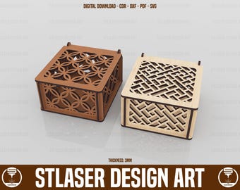 Laser Cut Box With Lid Svg Files, Decorative Wooden Gift Box Laser Cut, Vector Files For Wood Laser Cutting