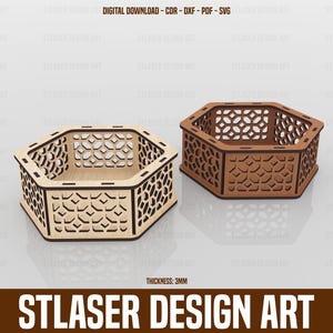 Decorative Hexagon Gift Box Laser Cut Svg Files, Wood Gift Box Laser Cut, Vector Files For Wood Laser Cutting