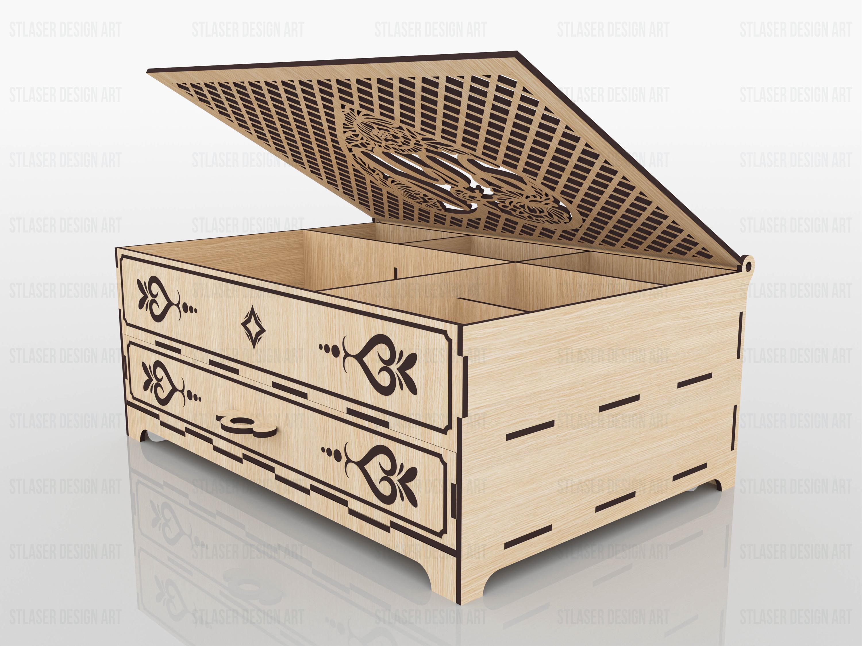 Laser Cut Chest of Drawers Jewelry Box Svg Files, Jewelry Box Vector ...