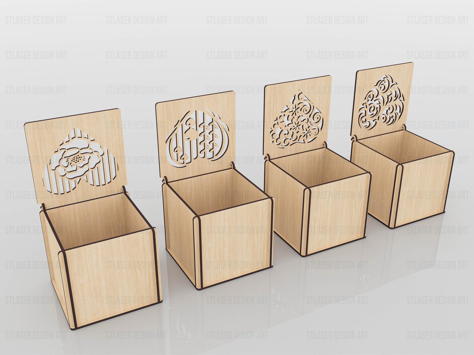 12 Different Pattern Decorative Gift Box Laser Cut Svg Files, Jewelry ...