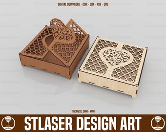 Decorative Box With Lid Laser Cut Svg Files , Gift Box Laser Cut Files, Vector Files For Laser Cutting