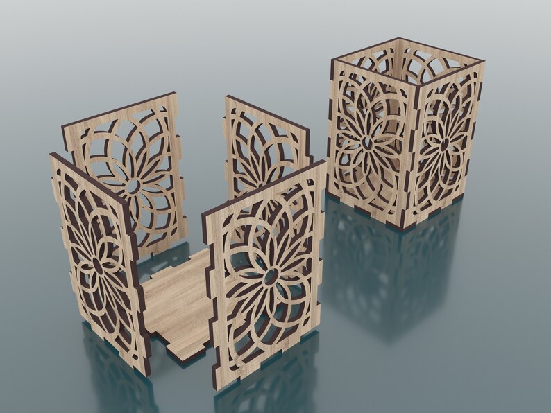 6 Style Laser Cut Wooden Pencil Holder Vector Files for Wood Etsy
