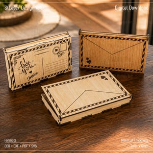 Laser Cut Envelope With Flap Box Svg Files, Vector Files For Wood Laser Cutting