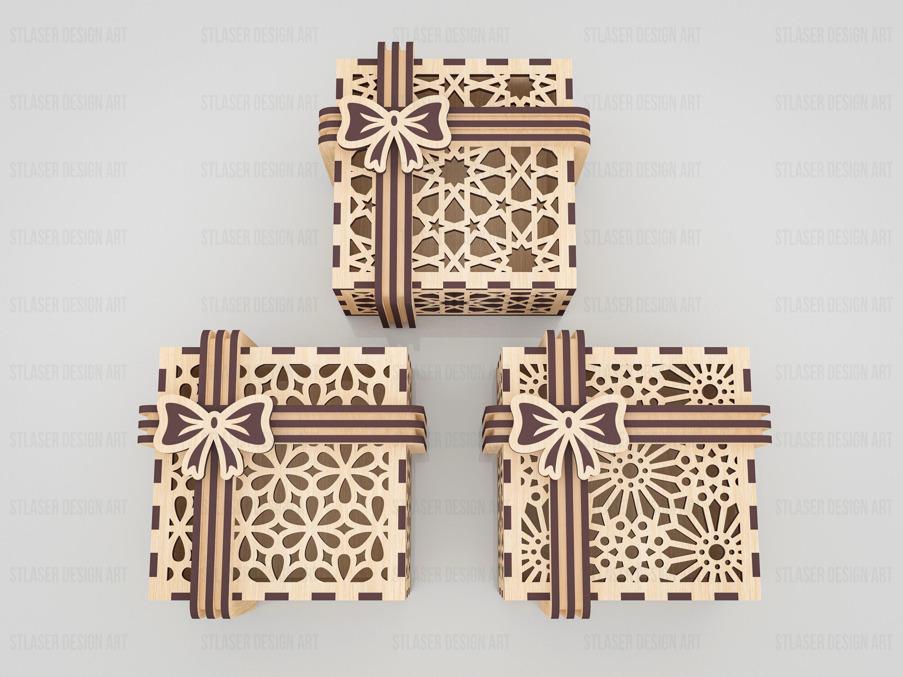 3 Different Decorative Gift Box Laser Cut Svg Files, Vector Files for ...