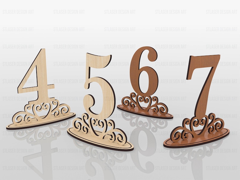 Table Numbers Laser Cut Svg Files (1-10), Wedding Table Numbers Files ...