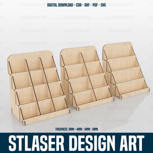 Displaystandaard lasergesneden SVG-bestanden, displaystandaardbestanden met 4 planken, vectorbestanden voor hout lasersnijden