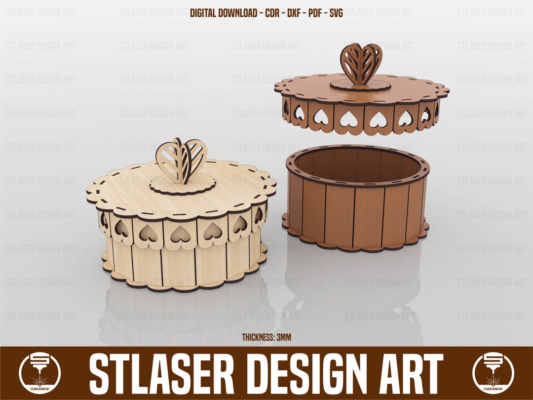 Decorative Round Gift Box Laser Cut Svg Files, Vector Files for Wood ...