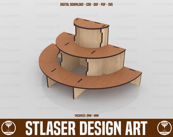 Vector File Display Stand Display Stand Laser Cut Svg Files , 3 Shelf Display Stand Files, Vector ...