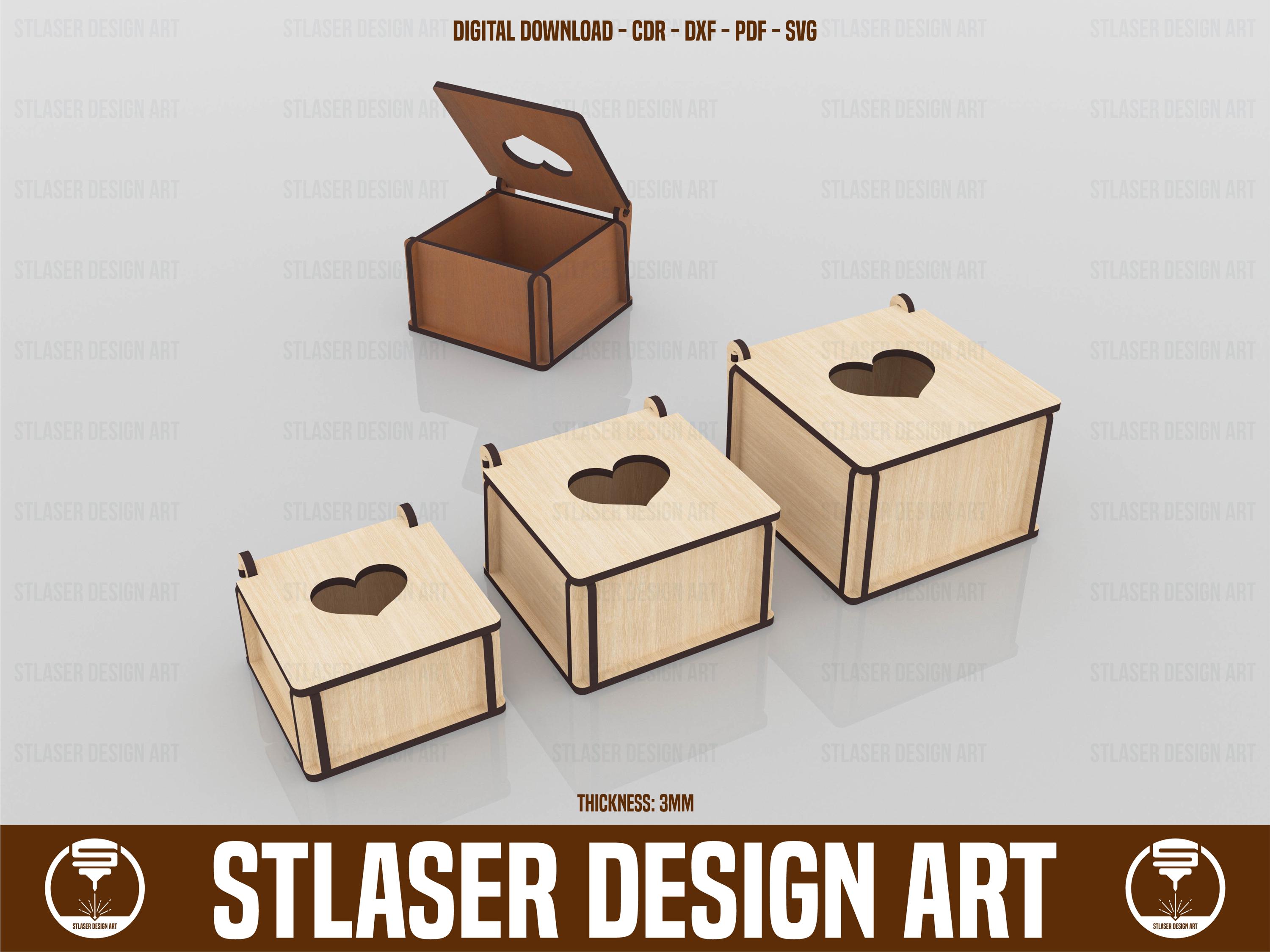 3 Sizes of Box With Lid Laser Cut Svg Files, Vector Files for Wood ...